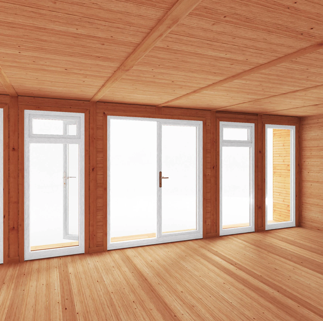 The 6m x 4m Creswell Insulated Garden Room with White UPVC (Windows & Doors) - Ornate Outbuildings 