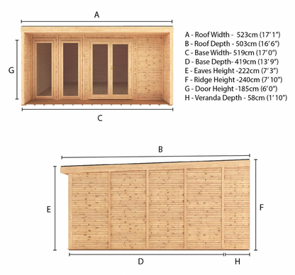 The Creswell Insulated Garden Room 5m x 4m - Ornate Outbuildings 