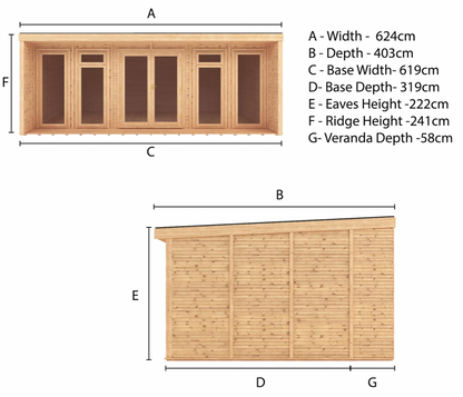 The Creswell Insulated Garden Room 6m x 3m - Ornate Outbuildings 