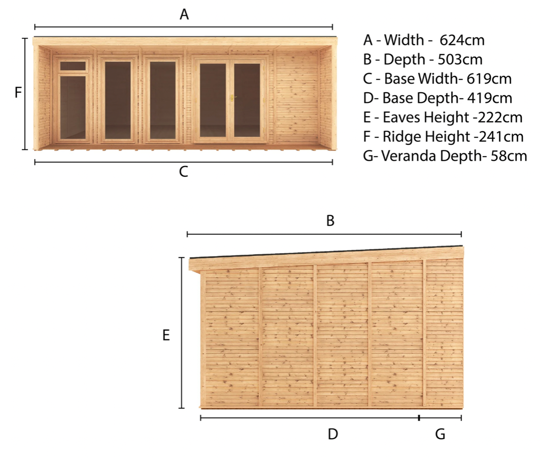 The Creswell Insulated Garden Room 6m x 4m - Ornate Outbuildings 