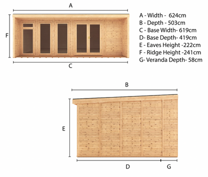The Creswell Insulated Garden Room 6m x 4m - Ornate Outbuildings 