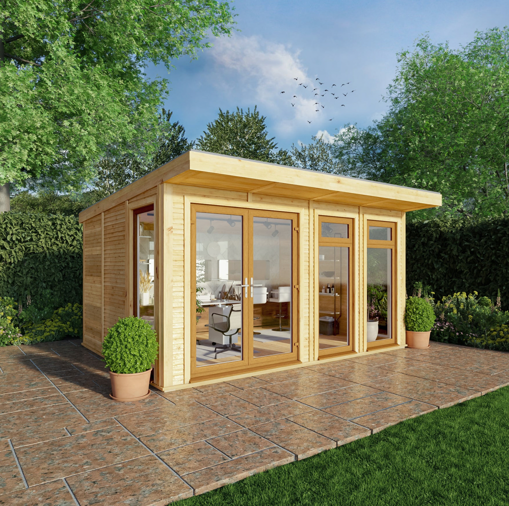 The 4m x 3m Edwinstowe Insulated Garden Room with Oak UPVC ( Windows & Doors) - Ornate Outbuildings 