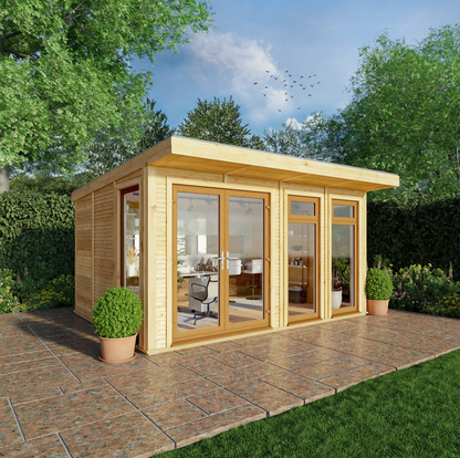 The 4m x 3m Edwinstowe Insulated Garden Room with Oak UPVC ( Windows & Doors) - Ornate Outbuildings 