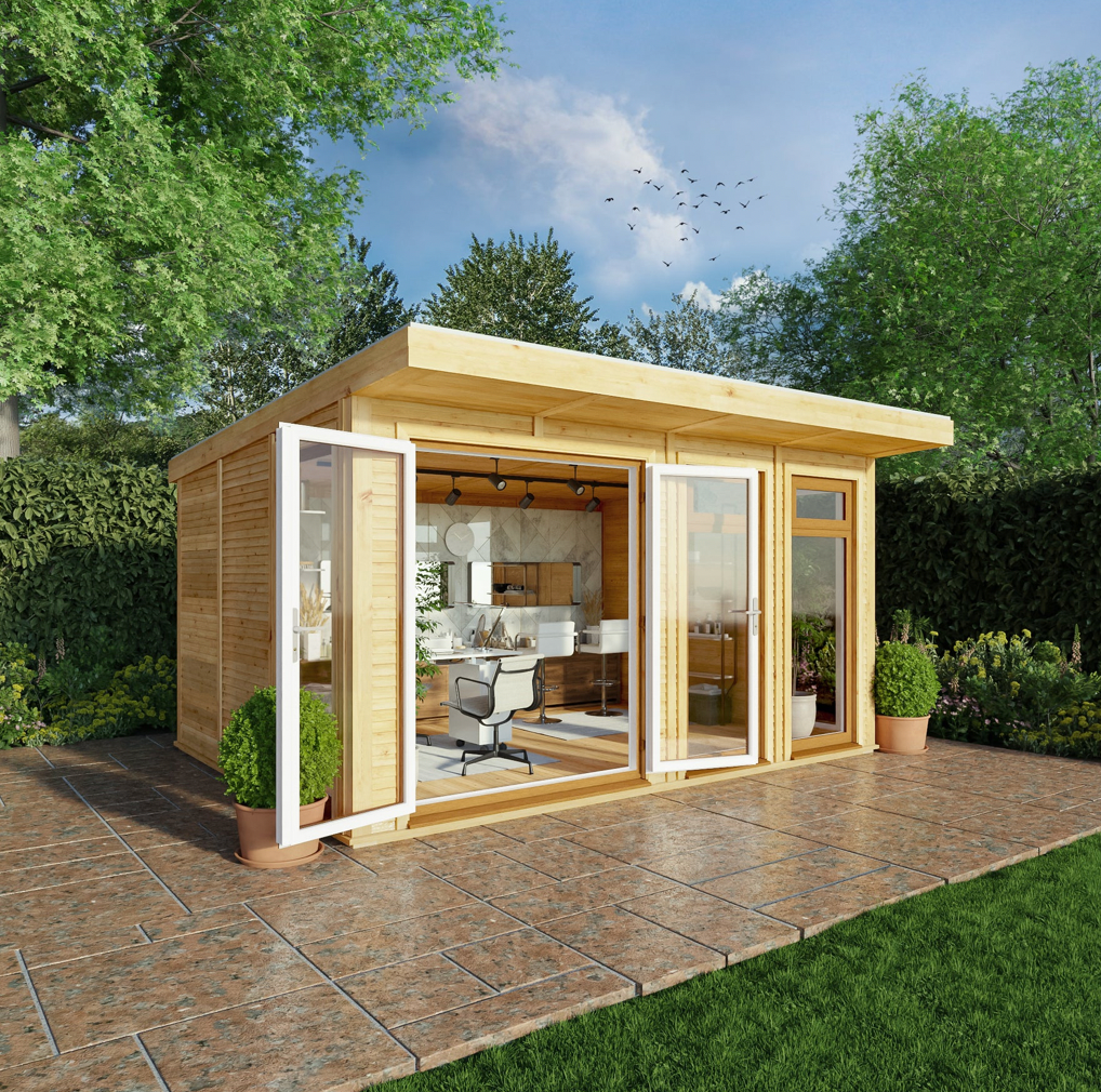 The 4m x 3m Edwinstowe Insulated Garden Room with Oak UPVC ( Windows & Doors) - Ornate Outbuildings 