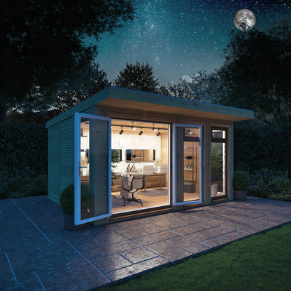 The 4m x 3m Edwinstowe Insulated Garden Room with Oak UPVC ( Windows & Doors) - Ornate Outbuildings 