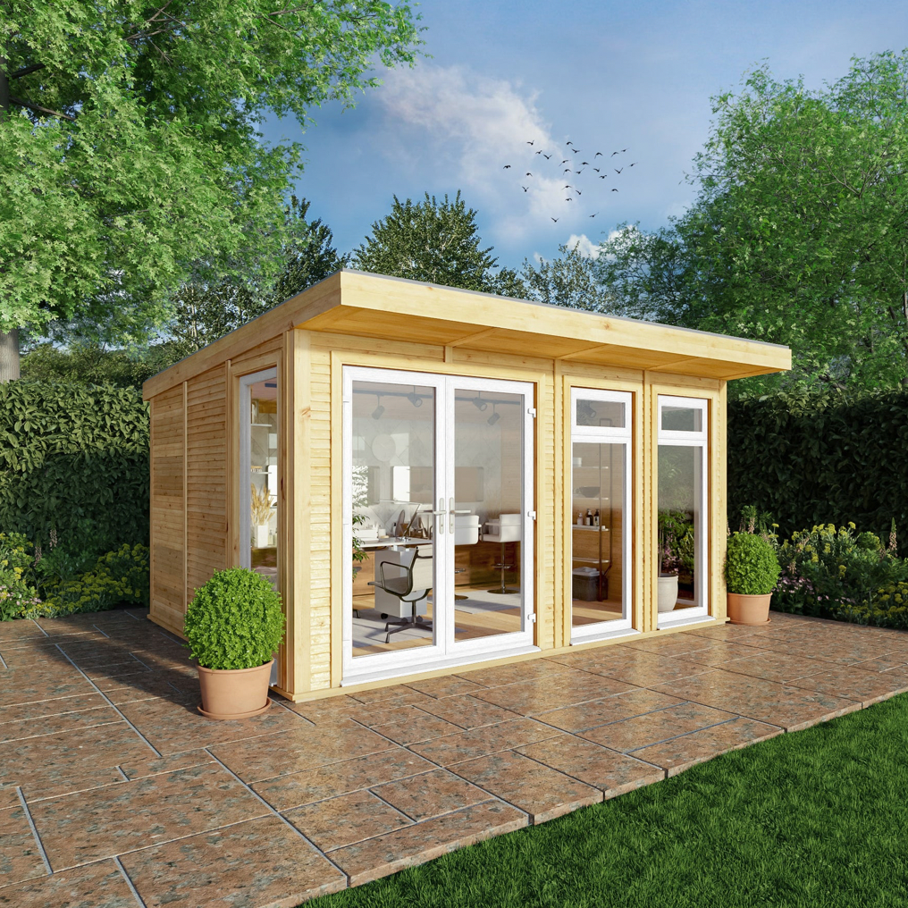 The 4m x 3m Edwinstowe Insulated Garden Room with White UPVC (Windows & Doors) - Ornate Outbuildings 