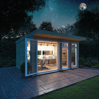 The 4m x 3m Edwinstowe Insulated Garden Room with White UPVC (Windows & Doors) - Ornate Outbuildings 