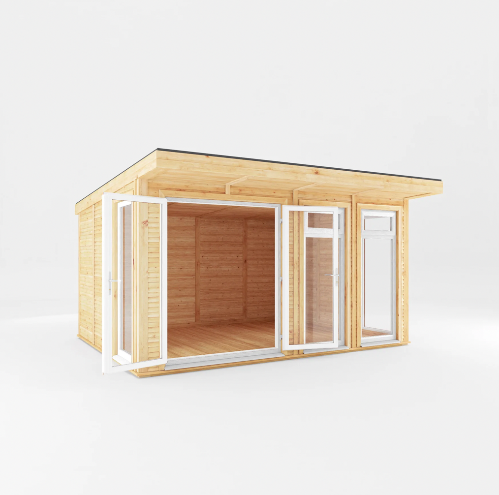 The 4m x 3m Edwinstowe Insulated Garden Room with White UPVC (Windows & Doors) - Ornate Outbuildings 