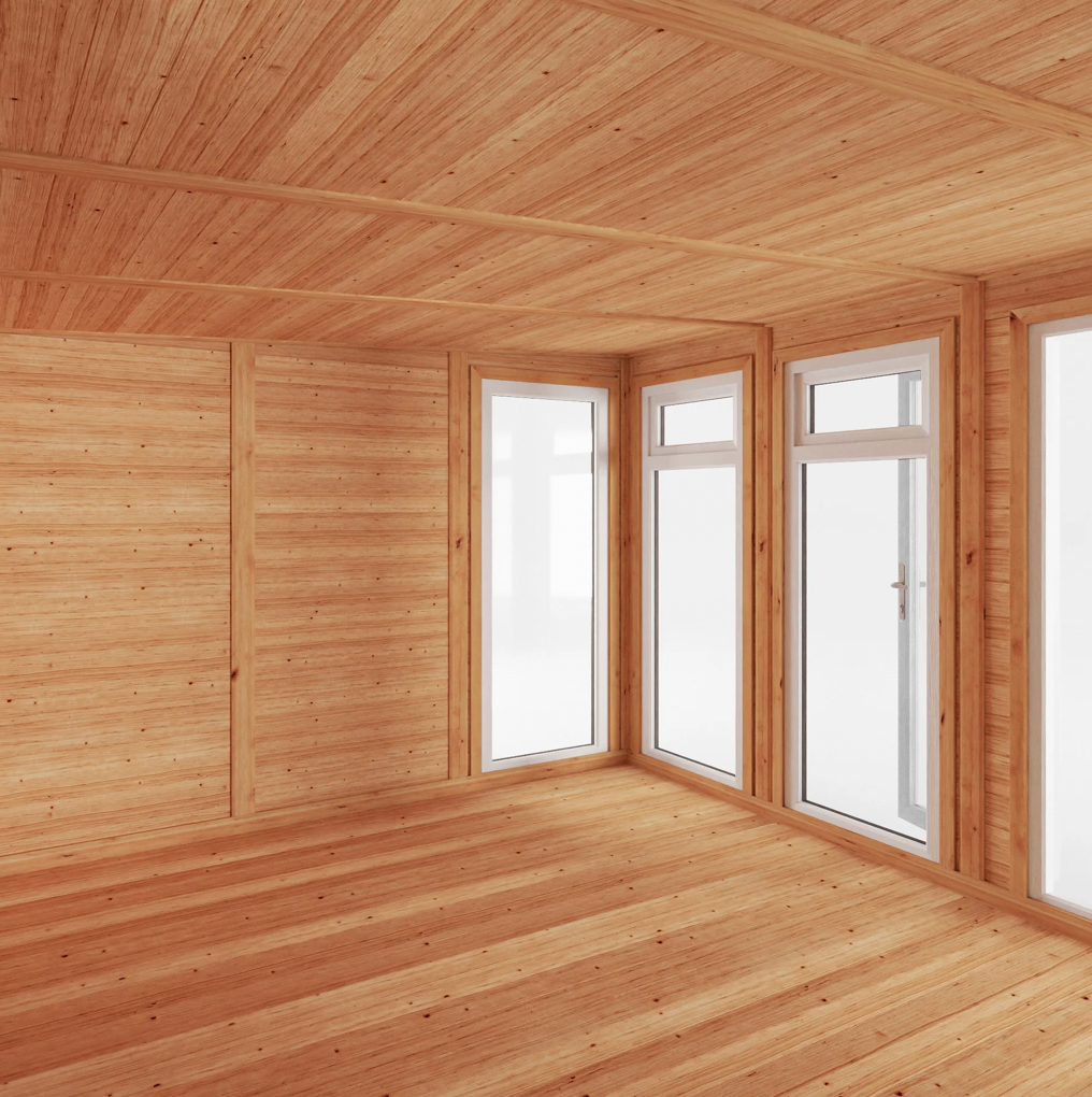 The 4m x 3m Edwinstowe Insulated Garden Room with White UPVC (Windows & Doors) - Ornate Outbuildings 