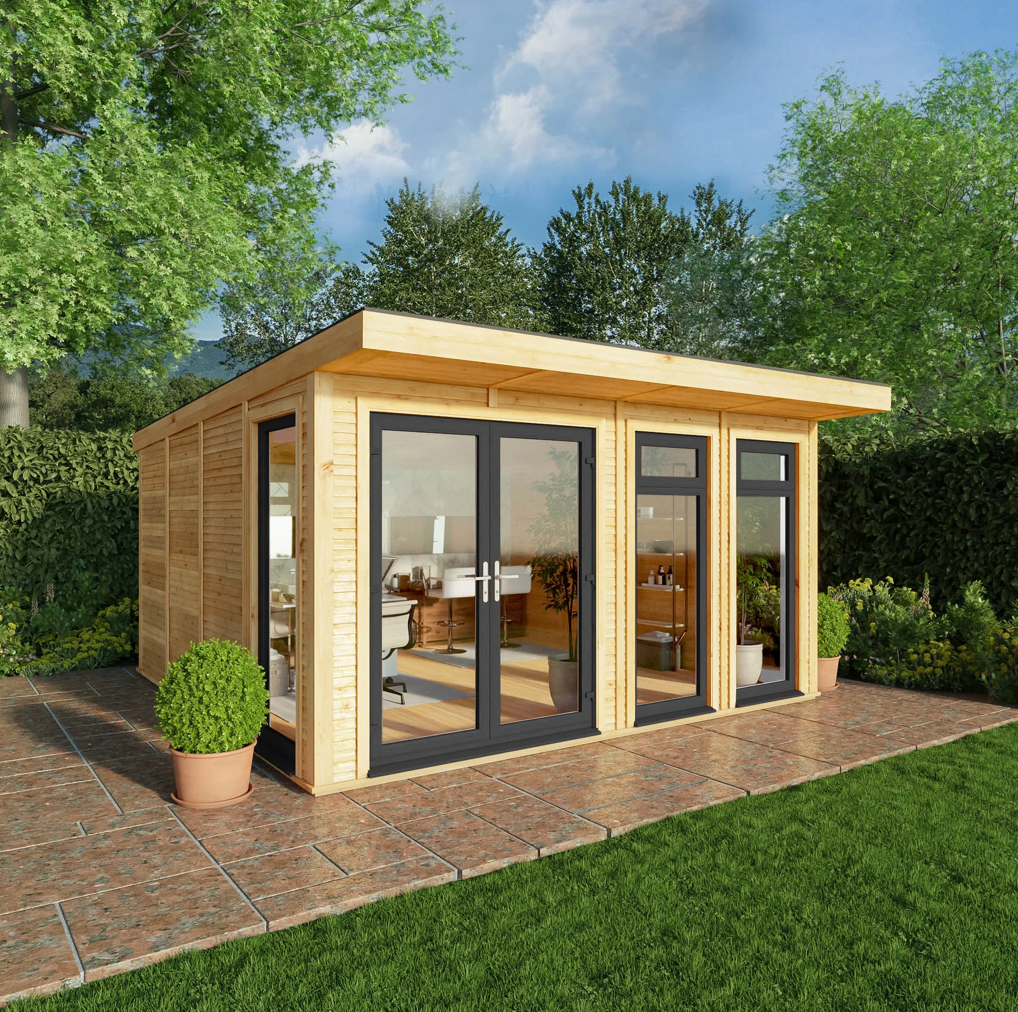 The 4m x 4m Edwinstowe Insulated Garden Room with Anthracite UPVC (Windows & Doors) - Ornate Outbuildings 