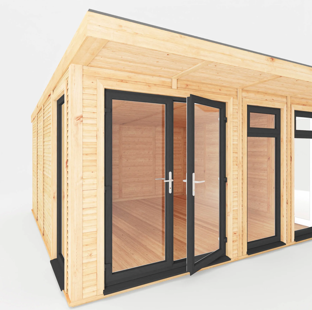 The 4m x 4m Edwinstowe Insulated Garden Room with Anthracite UPVC (Windows & Doors) - Ornate Outbuildings 