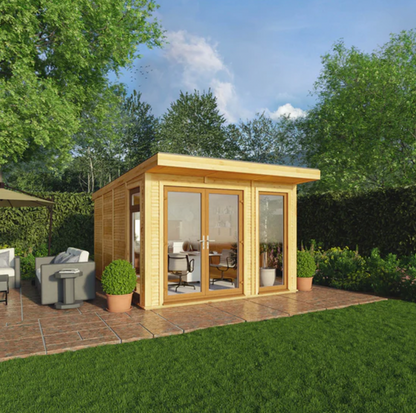 The Edwinstowe Insulated Garden Room 3m x 4m with Oak UPVC ( Windows & Doors ) - Ornate Outbuildings 