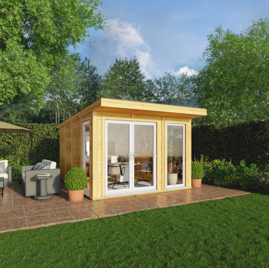 The Edwinstowe Insulated Garden Room 3m x 4m with White UPVC (Windows & Doors ) - Ornate Outbuildings 