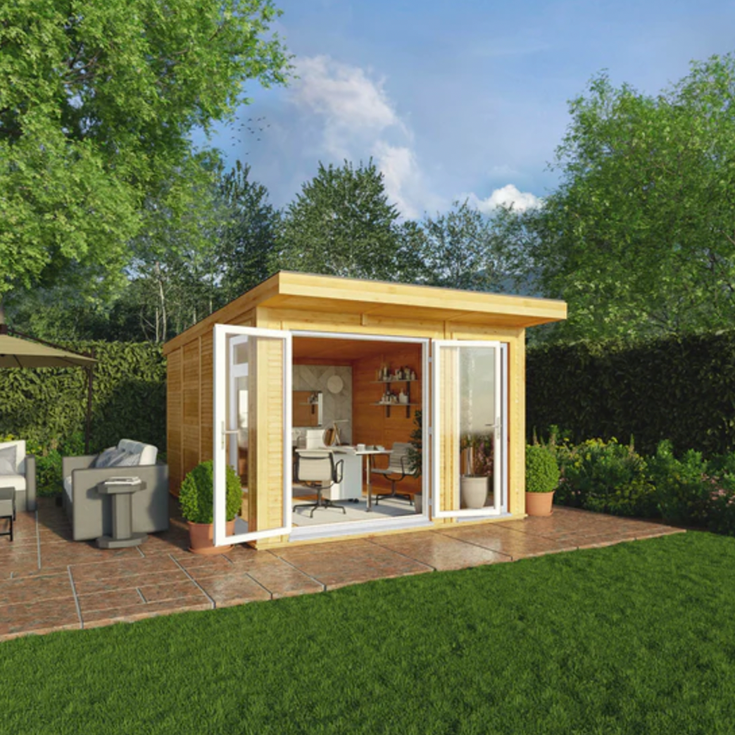 The Edwinstowe Insulated Garden Room 3m x 4m with White UPVC (Windows & Doors ) - Ornate Outbuildings 