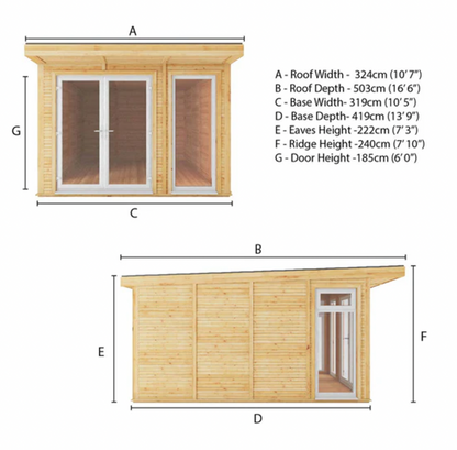 The Edwinstowe Insulated Garden Room 3m x 4m with White UPVC (Windows & Doors ) - Ornate Outbuildings 
