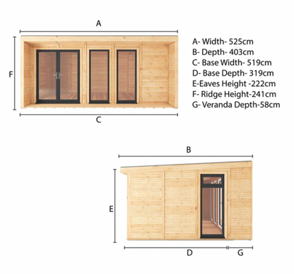 The 5m x 3m Edwinstowe Insulated Garden Room with Anthracite UPVC (Windows & Doors) - Ornate Outbuildings 