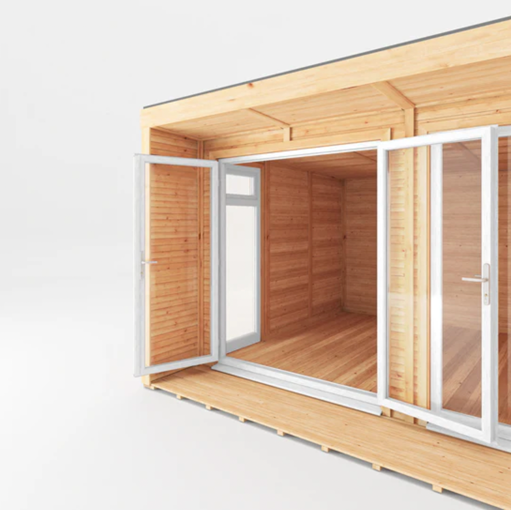 The 5m x 3m Edwinstowe Insulated Garden Room with White UPVC ( Windows & Doors) - Ornate Outbuildings 