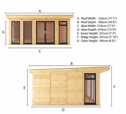 The Edwinstowe Insulated Garden Room 5m x 4m with Anthracite UPVC (Windows & Doors) - Ornate Outbuildings 