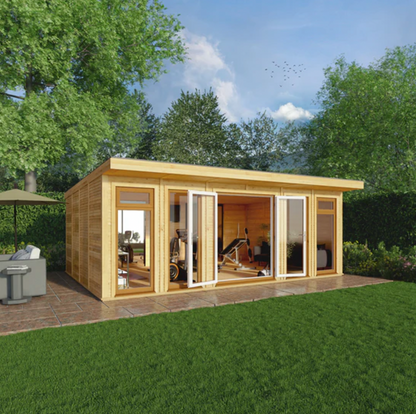 The Edwinstowe Insulated Garden Room 6m x 4m with Oak UPVC (Windows & Doors) - Ornate Outbuildings 