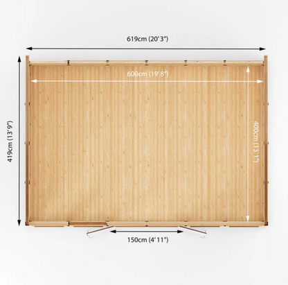 The Edwinstowe Insulated Garden Room 6m x 4m with Oak UPVC (Windows & Doors) - Ornate Outbuildings 