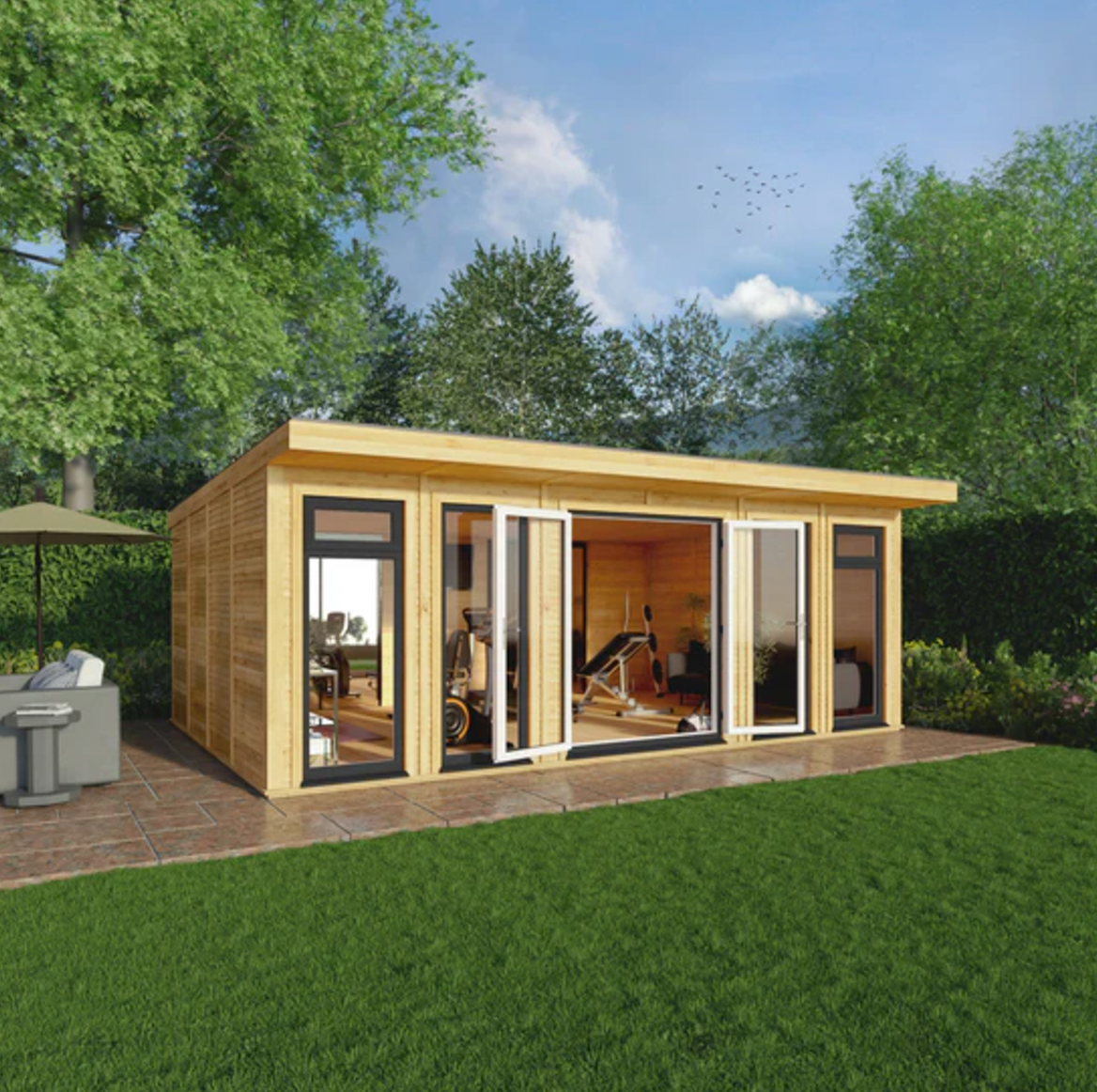 The Edwinstowe Insulated Garden Room 6m x 4m with Anthracite UPVC (Windows & Doors) - Ornate Outbuildings 