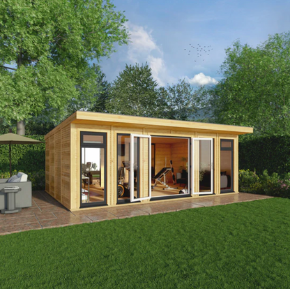 The Edwinstowe Insulated Garden Room 6m x 4m with Anthracite UPVC (Windows & Doors) - Ornate Outbuildings 