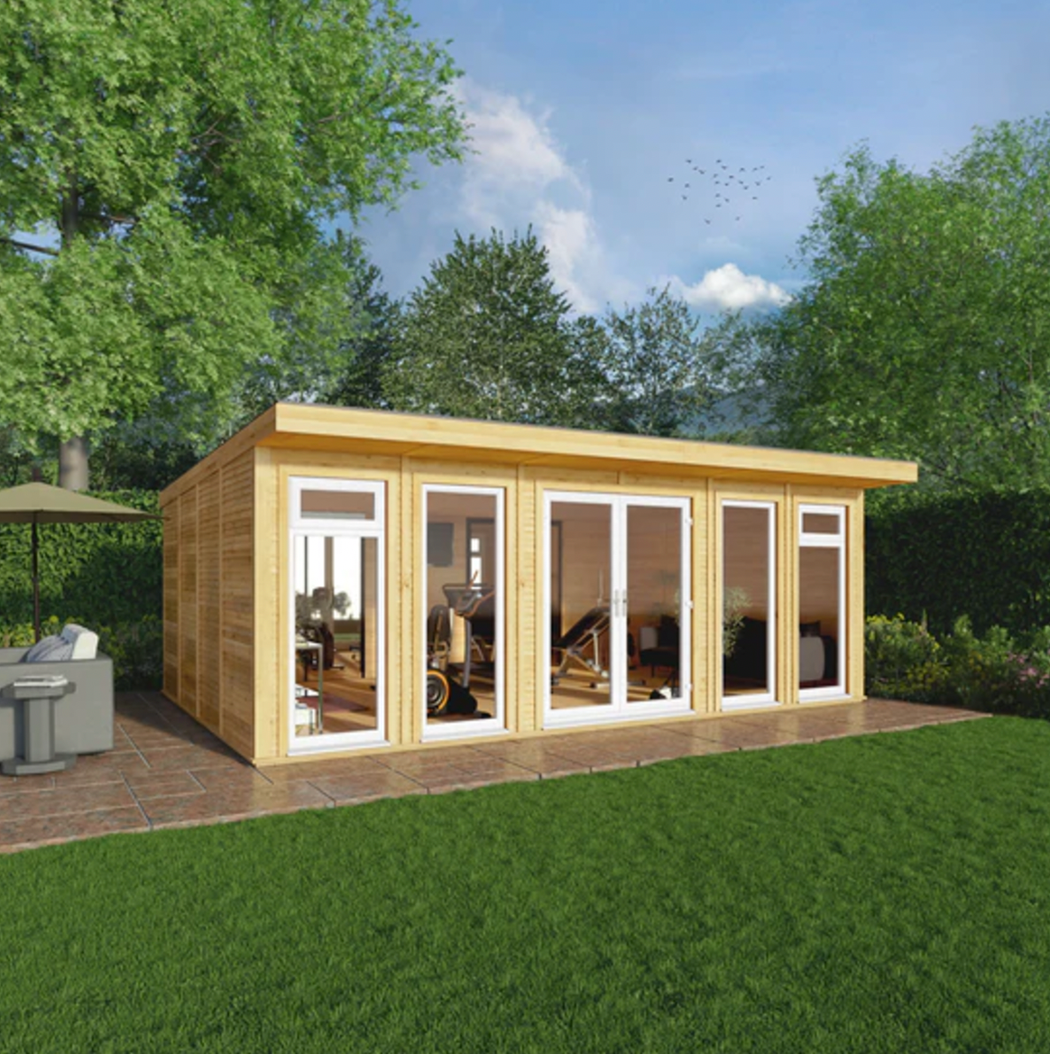 The Edwinstowe Insulated Garden Room 6m x 4m with White UPVC (Windows & Doors) - Ornate Outbuildings 