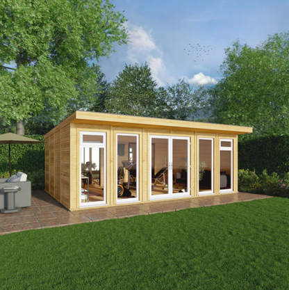 The Edwinstowe Insulated Garden Room 6m x 4m with White UPVC (Windows & Doors) - Ornate Outbuildings 