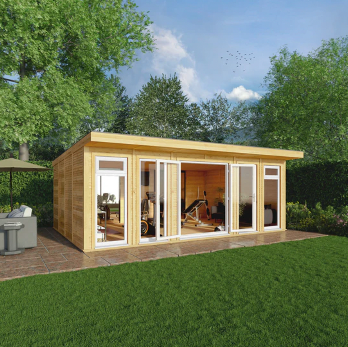 The Edwinstowe Insulated Garden Room 6m x 4m with White UPVC (Windows & Doors) - Ornate Outbuildings 