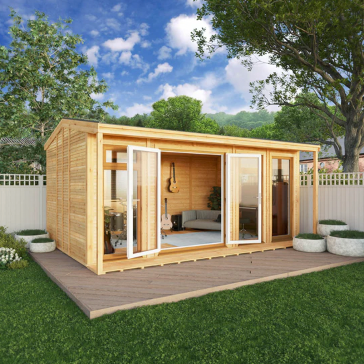 The 5m x 3m Thoresby Insulated Garden Room with Oak UPVC (Windows & Doors) - Ornate Outbuildings 