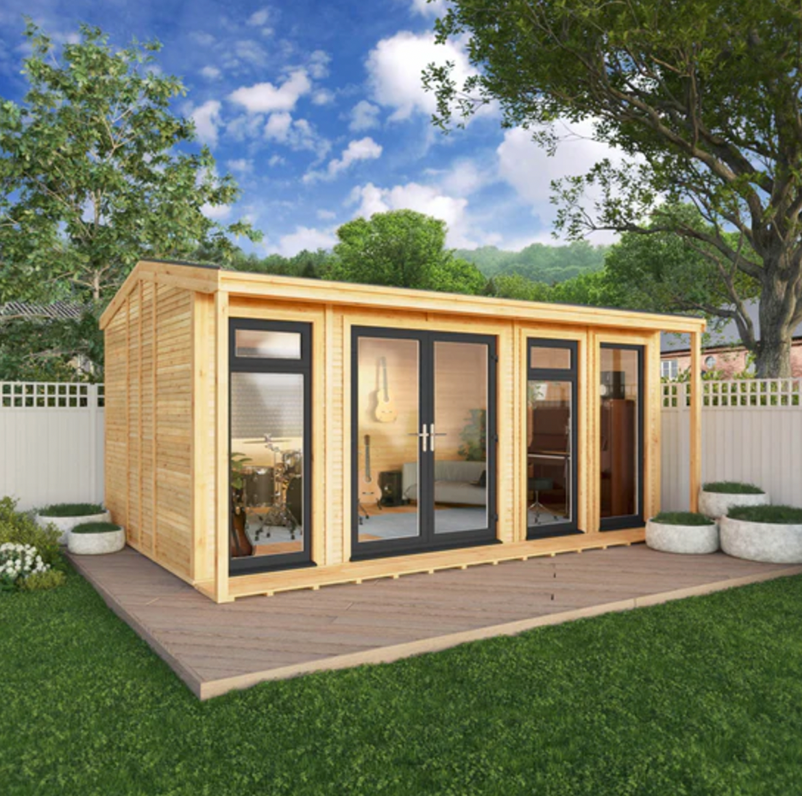 The 5m x 3m Thoresby Insulated Garden Room with Anthracite UPVC (Windows & Doors) - Ornate Outbuildings 