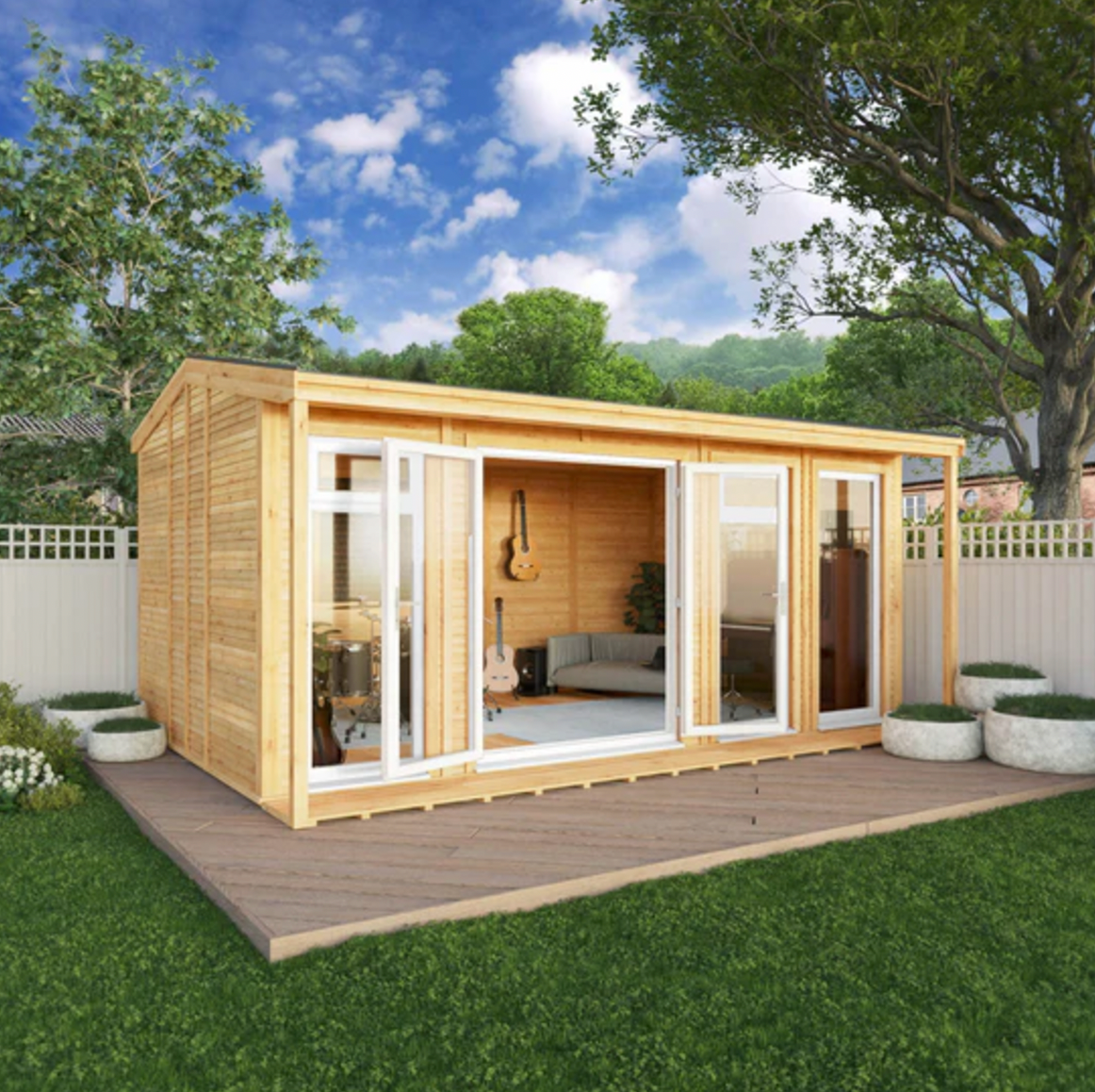 The 5m x 3m Thoresby Insulated Garden Room with White UPVC (Windows & Doors) - Ornate Outbuildings 