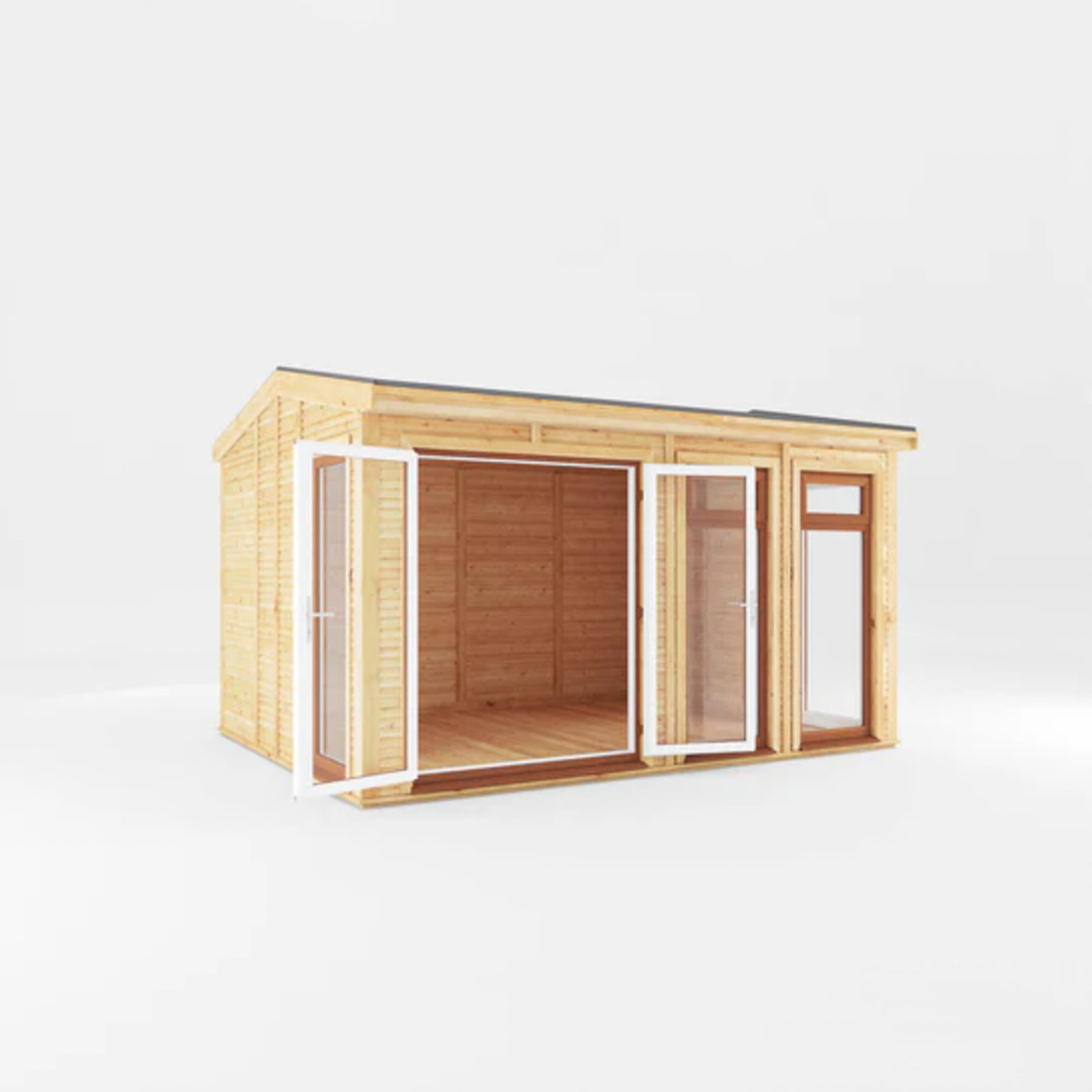 The Rufford Insulated Garden Room 4m x 3m with Oak UPVC (Windows & Doors) - Ornate Outbuildings 