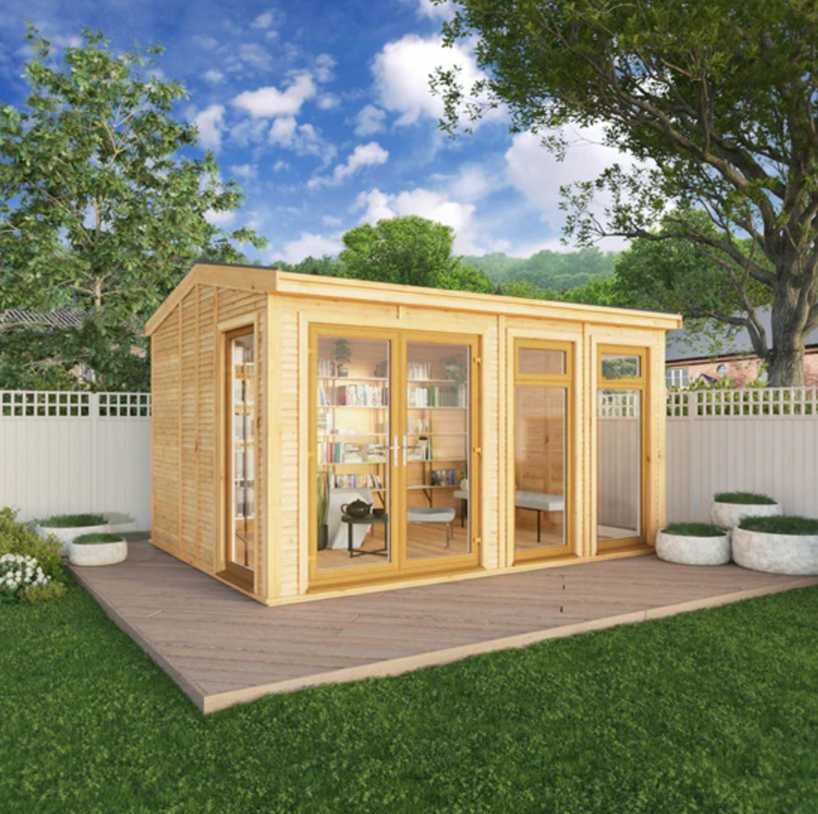 The Rufford Insulated Garden Room 4m x 3m with Oak UPVC (Windows & Doors) - Ornate Outbuildings 