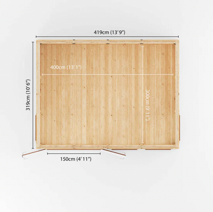 The Rufford Insulated Garden Room 4m x 3m with Oak UPVC (Windows & Doors) - Ornate Outbuildings 