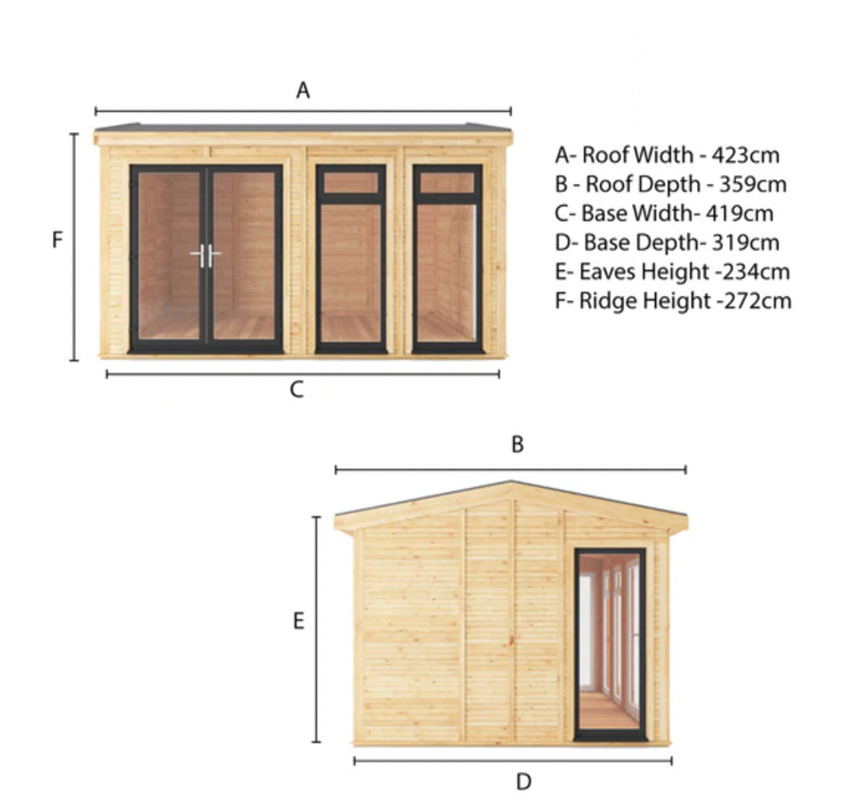 The Rufford Insulated Garden Room 4m x 3m with Anthracite UPVC ( Windows & Doors) - Ornate Outbuildings 