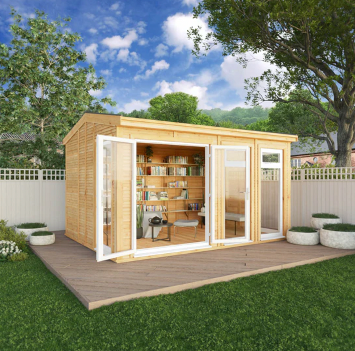 The Rufford Insulated Garden Room 4m x 3m with White UPVC (WIndows & Doors) - Ornate Outbuildings 