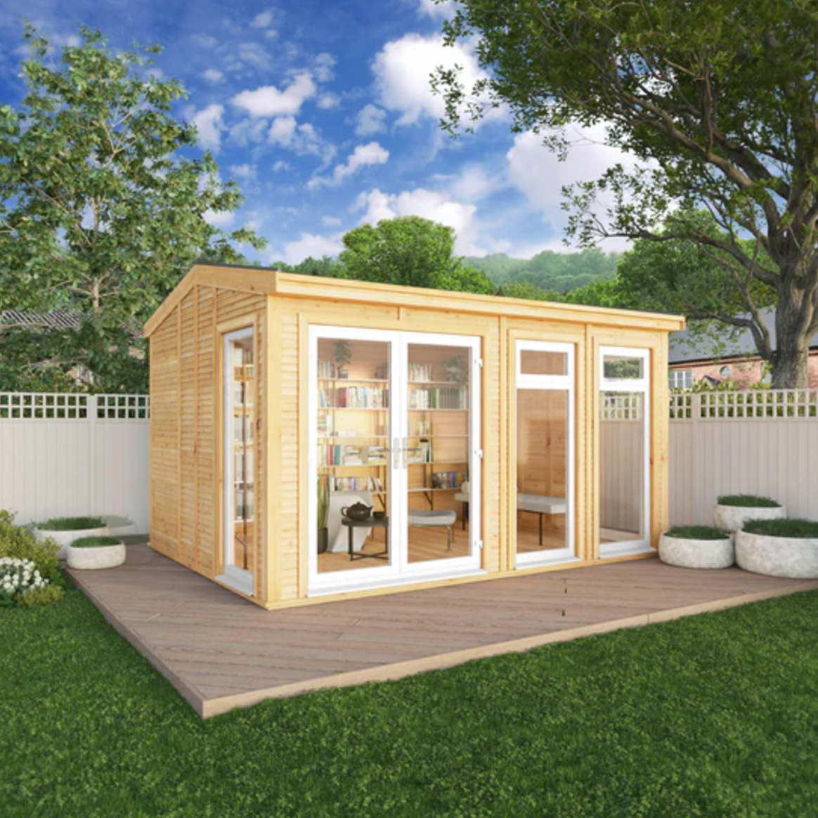 The Rufford Insulated Garden Room 4m x 3m with White UPVC (WIndows & Doors) - Ornate Outbuildings 