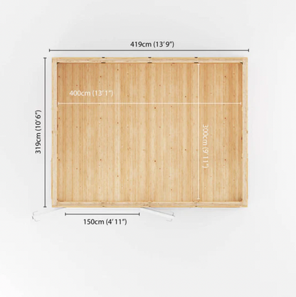 The Rufford Insulated Garden Room 4m x 3m with White UPVC (WIndows & Doors) - Ornate Outbuildings 