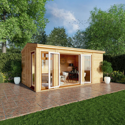 The 5m x 3m Rufford Insulated Garden Room with Oak UPVC( Windows & Doors) - Ornate Outbuildings 