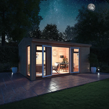 The 5m x 3m Rufford Insulated Garden Room with Oak UPVC( Windows & Doors) - Ornate Outbuildings 