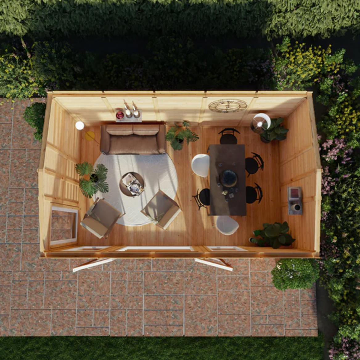 The 5m x 3m Rufford Insulated Garden Room with Oak UPVC( Windows & Doors) - Ornate Outbuildings 