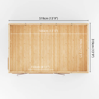 The 5m x 3m Rufford Insulated Garden Room with Oak UPVC( Windows & Doors) - Ornate Outbuildings 