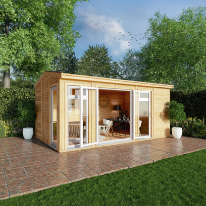 The 5m x 3m Rufford Insulated Garden Room with White UPVC ( Windows & Doors) - Ornate Outbuildings 