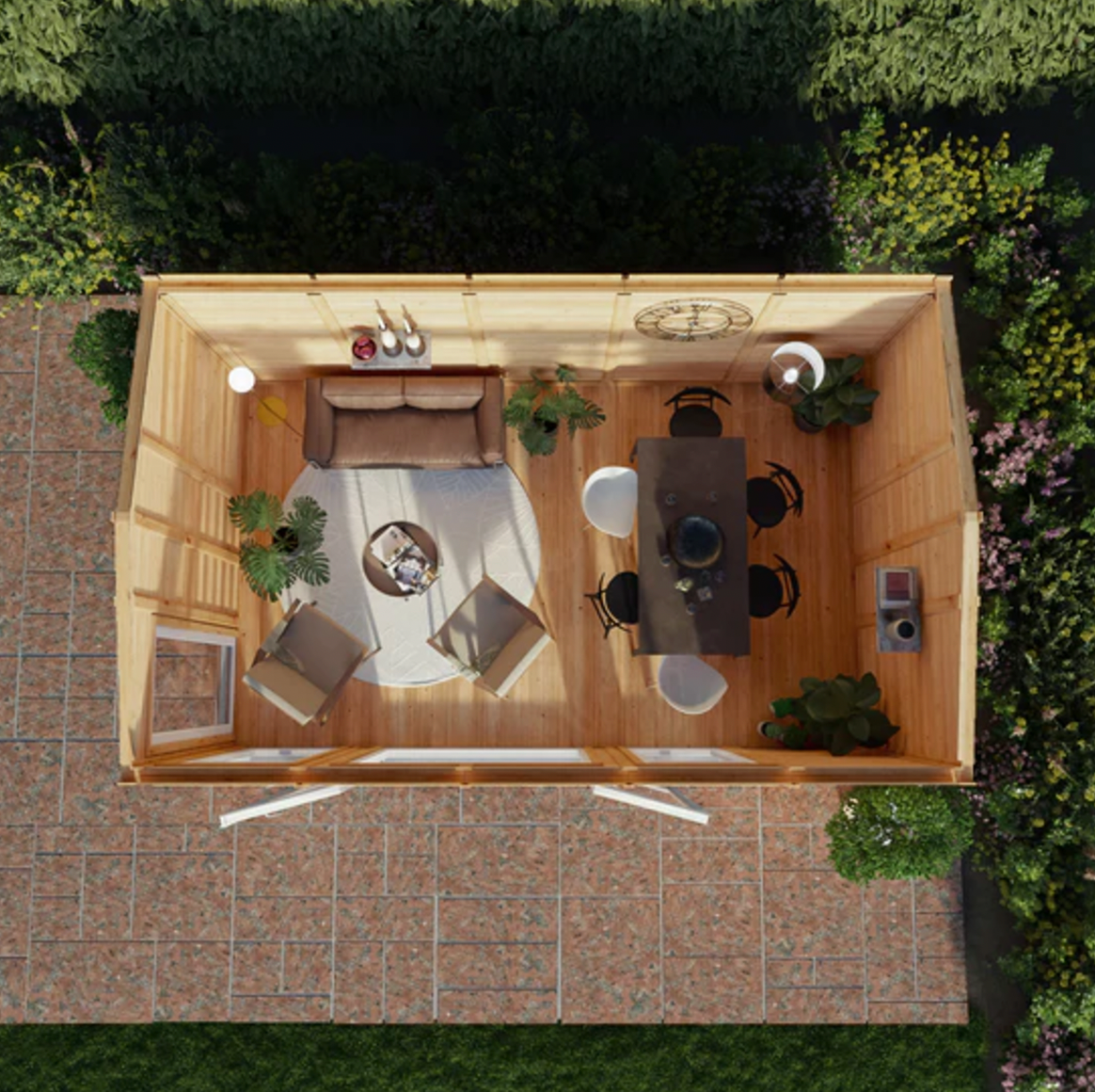 The 5m x 3m Rufford Insulated Garden Room with White UPVC ( Windows & Doors) - Ornate Outbuildings 