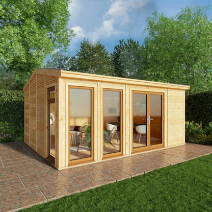 The Rufford Insulated Garden Room 5m x 4m with Oak UPVC ( Windows & Doors) - Ornate Outbuildings 