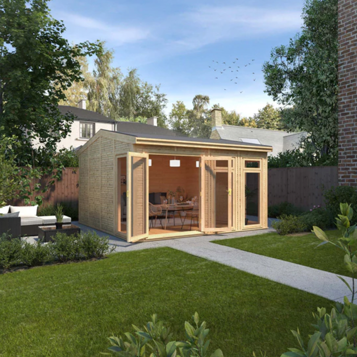 The Rufford Insulated Garden Room 4m x 4m - Ornate Outbuildings 