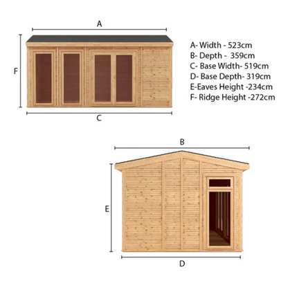 The Rufford Insulated Garden Room 5m x 3m - Ornate Outbuildings 