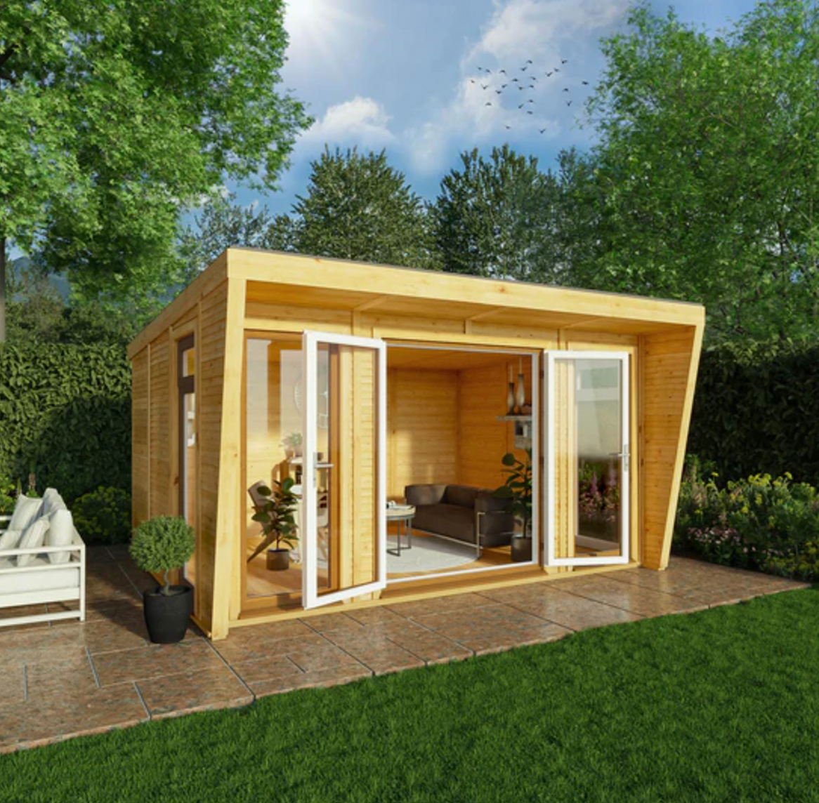The Harlow Insulated Garden Room 4m x 3m with Oak UPVC (Windows & Doors) - Ornate Outbuildings 