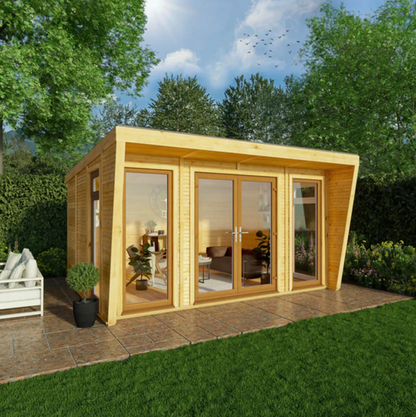 The Harlow Insulated Garden Room 4m x 3m with Oak UPVC (Windows & Doors) - Ornate Outbuildings 